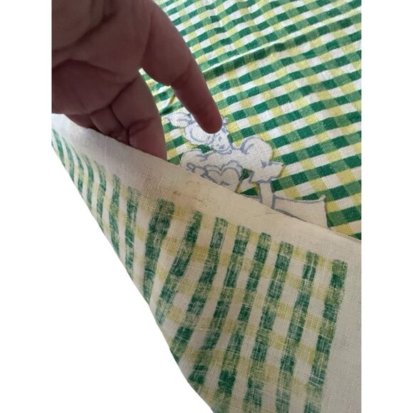 Vintage STARTEX Kitchen Towel MCM Whimsical Housewife Green Yellow Checker - Picture 3 of 8
